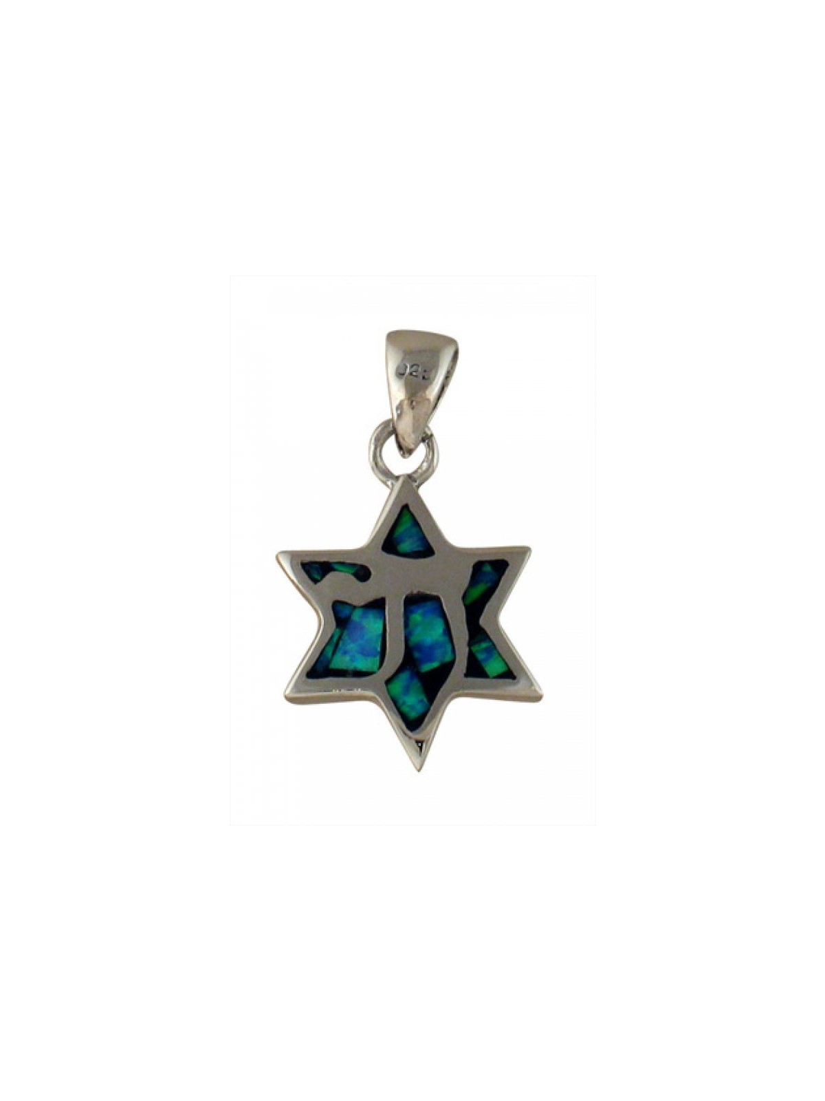 Silver and Opal Star of David Chai Pendant | Jewish Gift from Israel