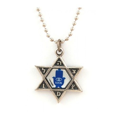 Collier Pendentif Étoile de David avec Hamsa Réfléchissant... | Armée israélienne