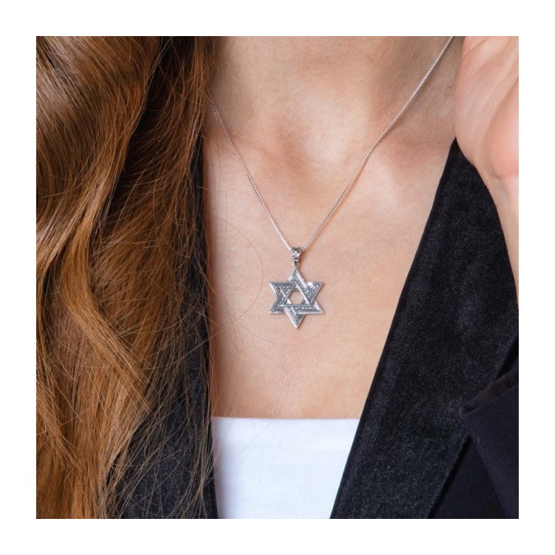 Sterling Silver Double Star of David Pend... | Jewish Gift from Israel