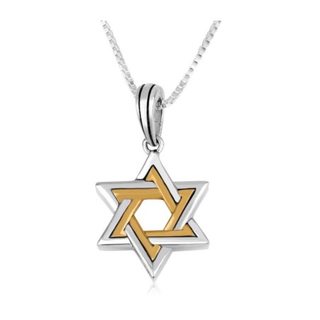 Sterling Silver and Gold Plated Pendant N... | Jewish Gift from Israel