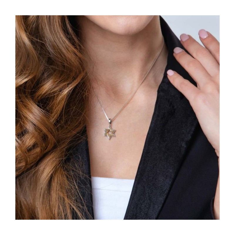 Sterling Silver and Gold Plated Pendant N... | Jewish Gift from Israel