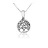 Sterling Silver Necklace Oval Pendant with Tree of... | Jewish Pendant