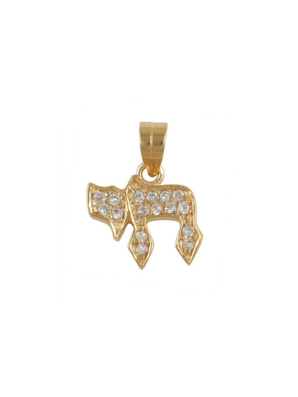 Gold Filled Chai Pendant Studded with Z... | Chai Necklaces & Pendants