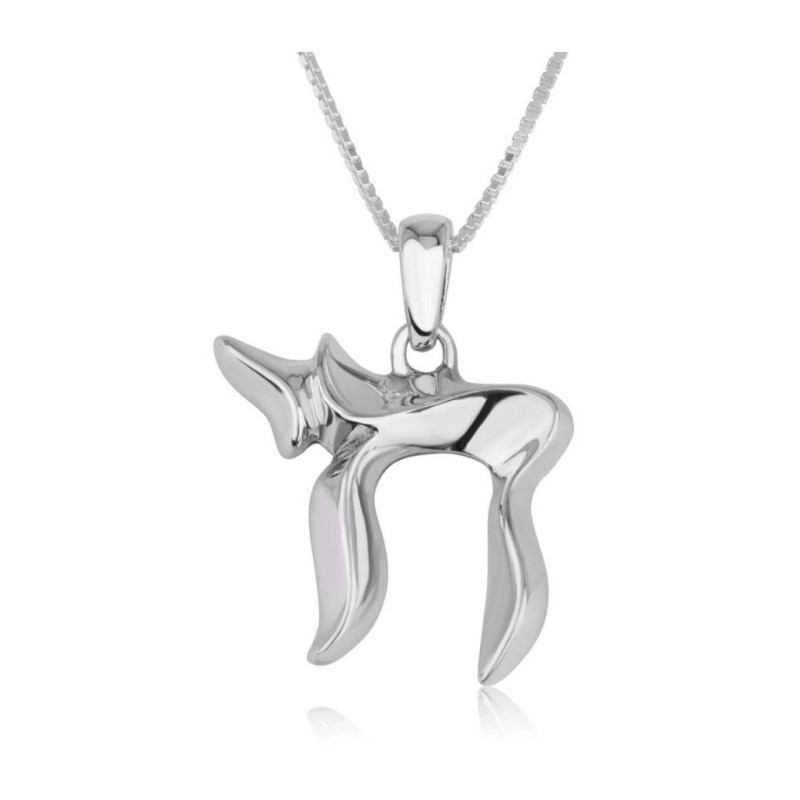 Sterling Silver Necklace Chai Hebrew Le... | Chai Necklaces & Pendants