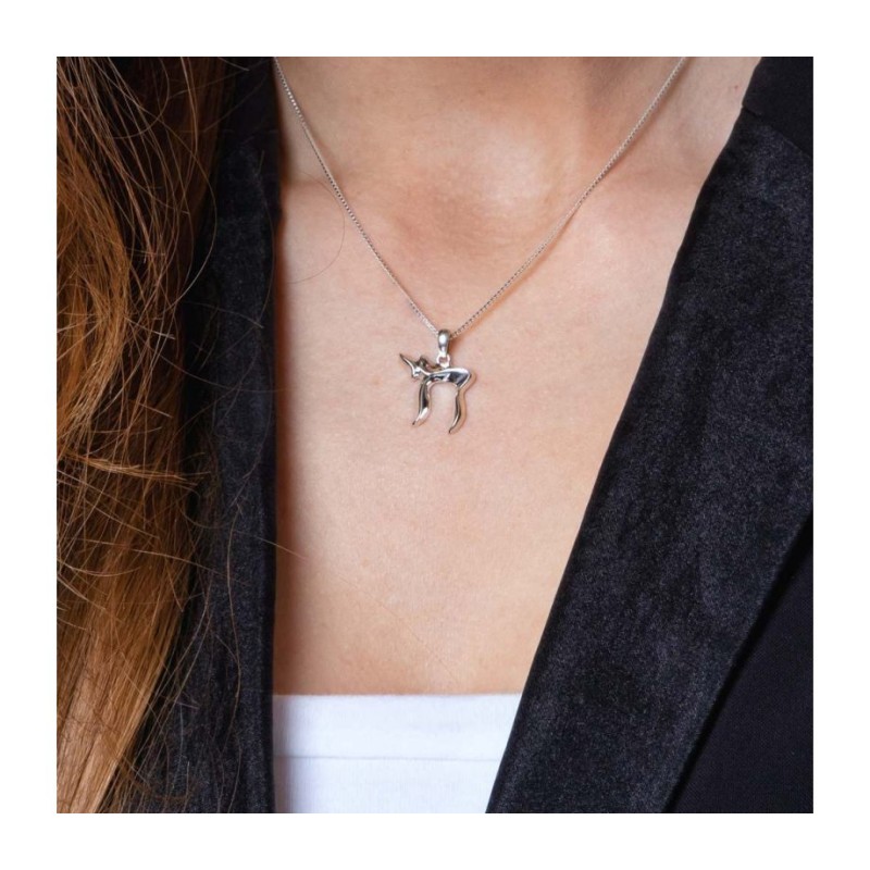 Sterling Silver Necklace Chai Hebrew Le... | Chai Necklaces & Pendants