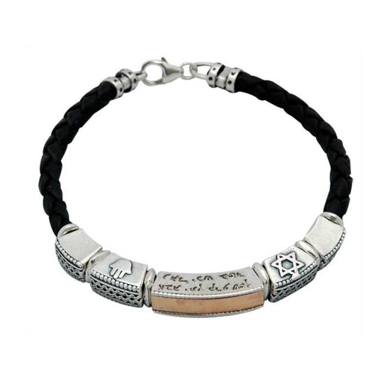 Leather Ana BeKoach Jewish Bracelet by ... | Bracelets by Golan Studio