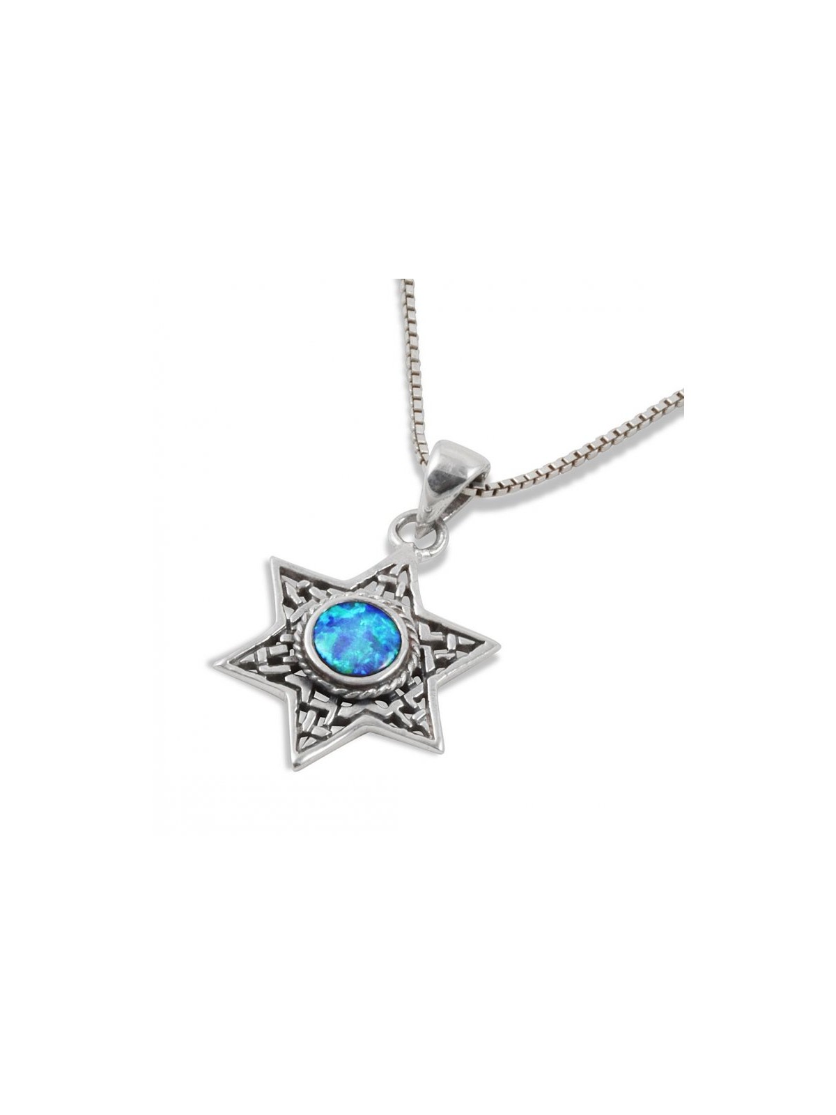 Silver and Opal Filigree Star of David Pe... | Jewish Gift from Israel