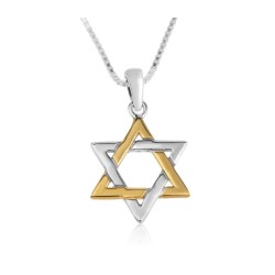 Sterling Silver Pendant Necklace Two Tone... | Jewish Gift from Israel