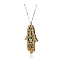 Bijoux Hamsa avec la bénédiction sacerdotale en or... | Colliers par HaAri