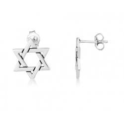 Boucles d'oreilles en argent sterling Étoile de David entrelacée | Boucles d'oreilles