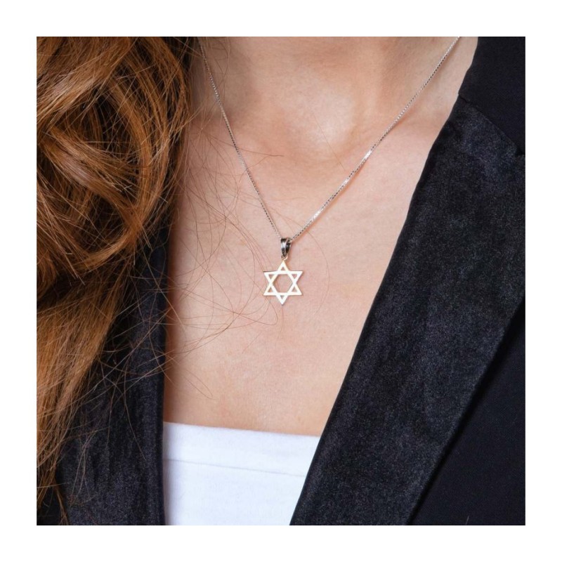 Sterling Silver and Gold Plated Pendant N... | Jewish Gift from Israel