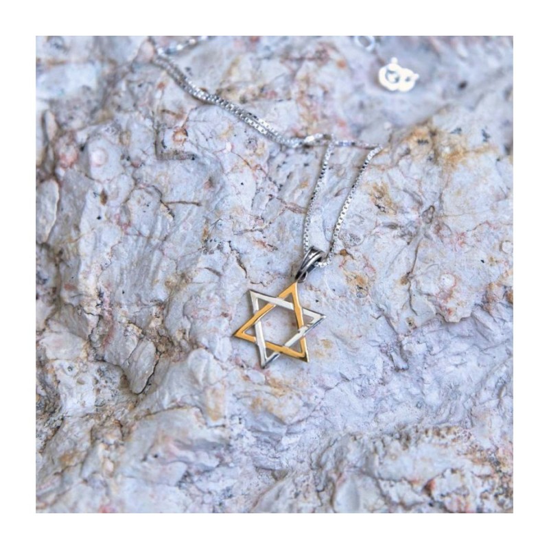 Sterling Silver and Gold Plated Pendant N... | Jewish Gift from Israel