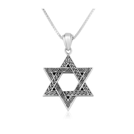 Sterling Silver Pendant Necklace Decorati... | Jewish Gift from Israel