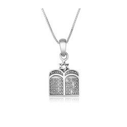 Sterling Silver Necklace Ten Commandments Tablet D... | Jewish Pendant