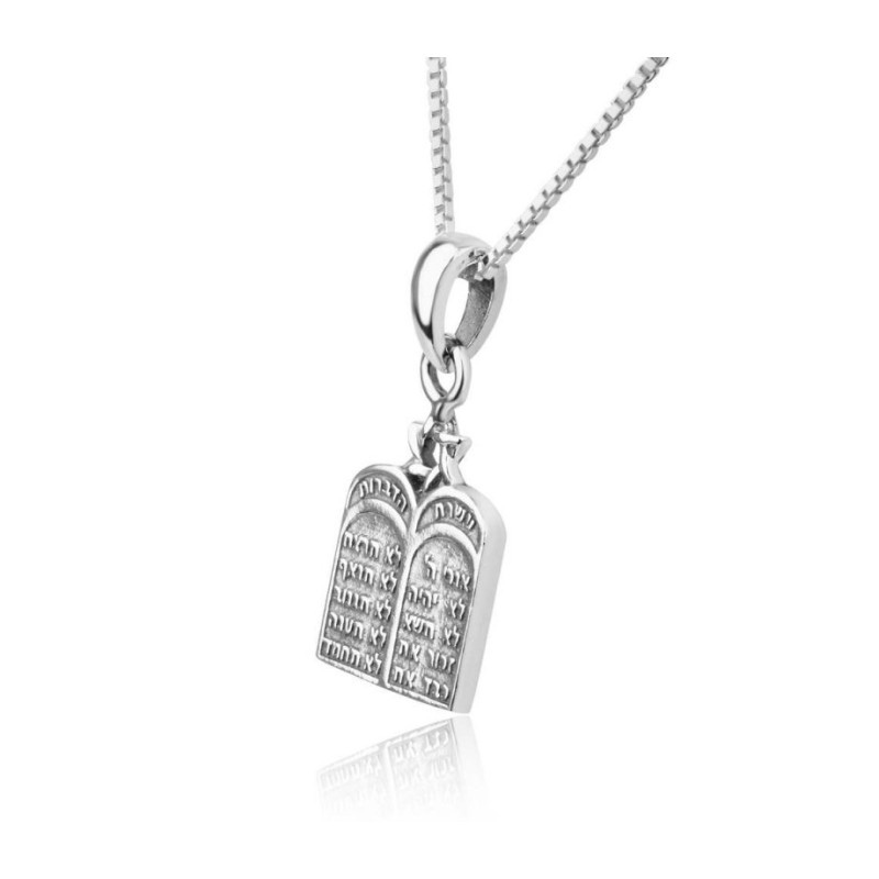 Sterling Silver Necklace Ten Commandments Tablet D... | Jewish Pendant