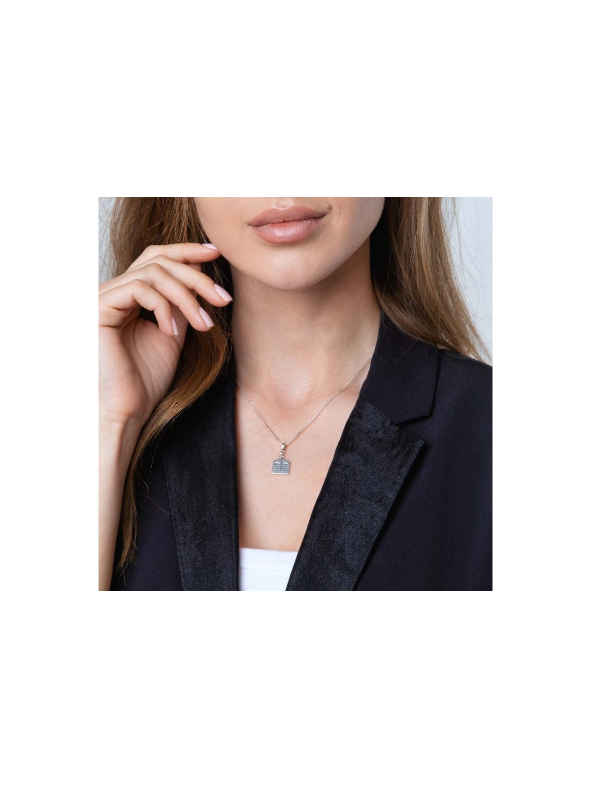 Sterling Silver Necklace Ten Commandments Tablet D... | Jewish Pendant