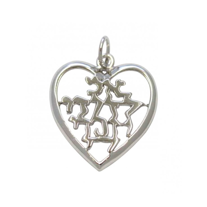 Rhodium Plated Gold Filled Heart Shape Ani Ledodi ... | Jewish Pendant