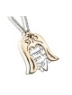 Pendentif Bat Miriam Double Hamsa Kabbale Or 9K S... | Collier Hamsa