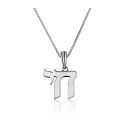 Collier pendentif Chai en argent sterling avec... | Colliers et pendentifs Chai