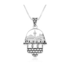 Sterling Silver Pendant Necklace with Decorative H... | Hamsa Necklace