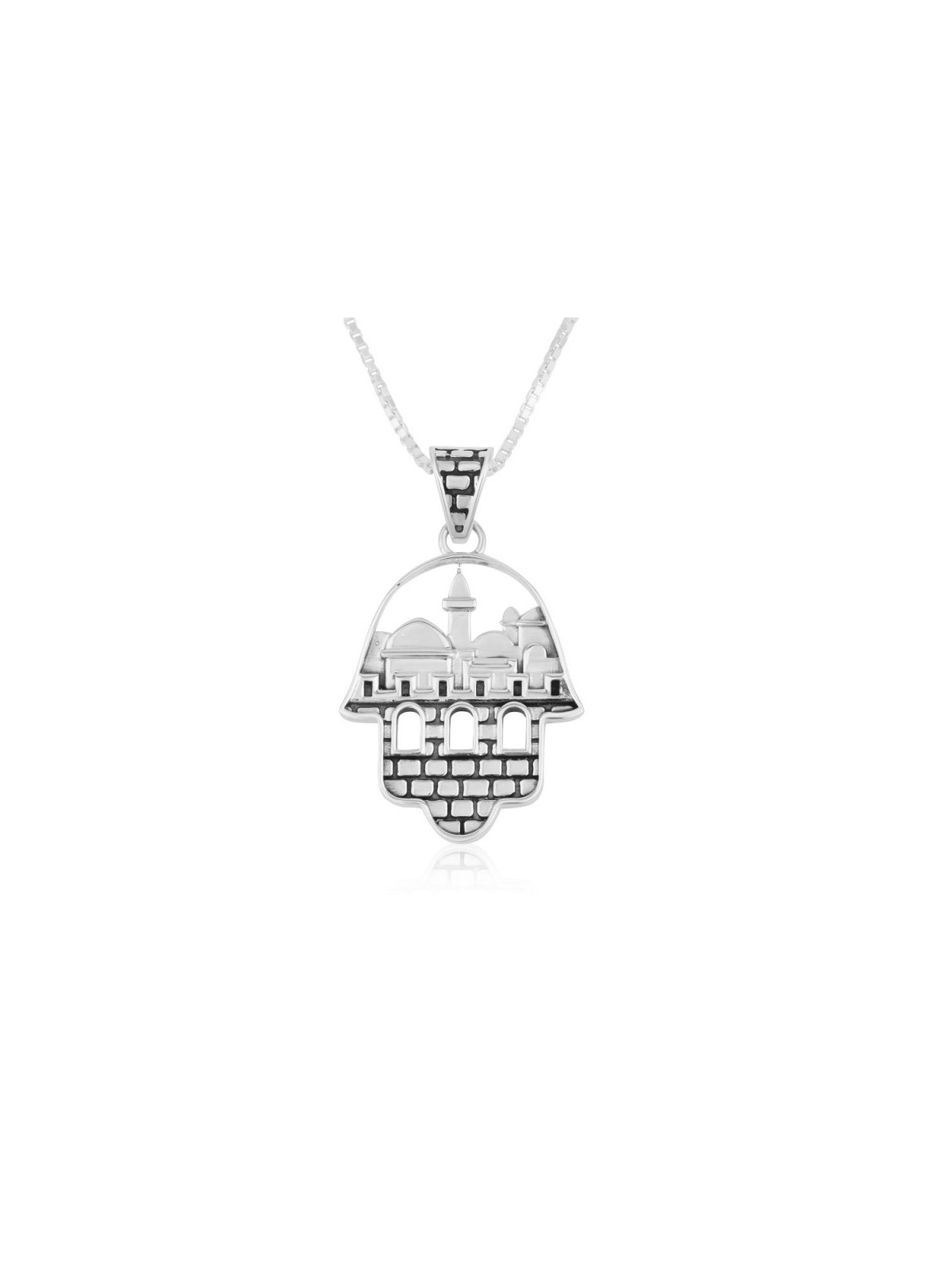 Sterling Silver Pendant Necklace with Decorative H... | Hamsa Necklace