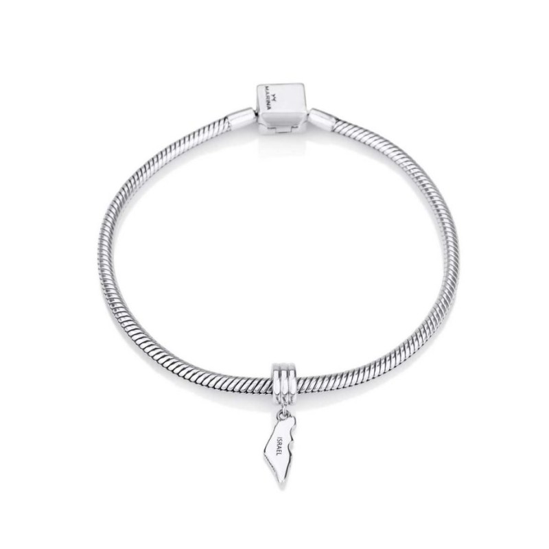 Charme de carte d’Israël en argent sterling | Charmes judaïques
