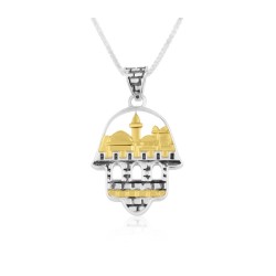 Sterling Silver Necklace with Decorative Hamsa Pen... | Hamsa Necklace