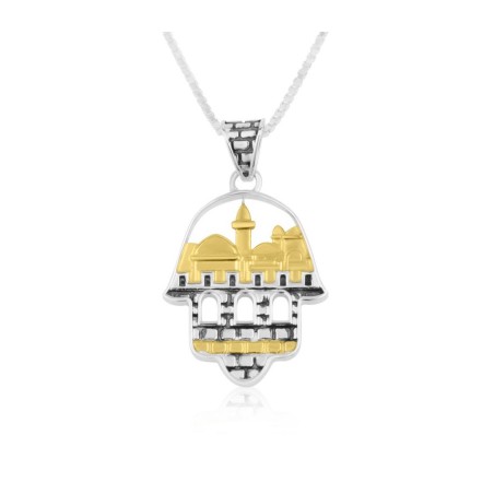 Sterling Silver Necklace with Decorative Hamsa Pen... | Hamsa Necklace