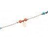 Anklet Gold Rhodium with Blue and Orange Beads an... | Judaica Anklets