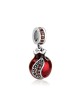 Sterling Silver Red Pomegranate Charm with stones | Judaica Charms