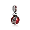 Sterling Silver Red Pomegranate Charm with stones | Judaica Charms