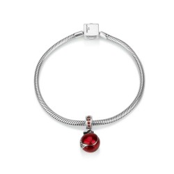 Sterling Silver Red Pomegranate Charm with stones | Judaica Charms