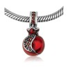 Sterling Silver Red Pomegranate Charm with stones | Judaica Charms