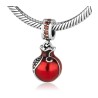 Sterling Silver Red Pomegranate Charm with stones | Judaica Charms