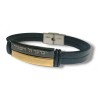 Black Leather Bracelet Double Center Plaque... | Bracelets - up to $10