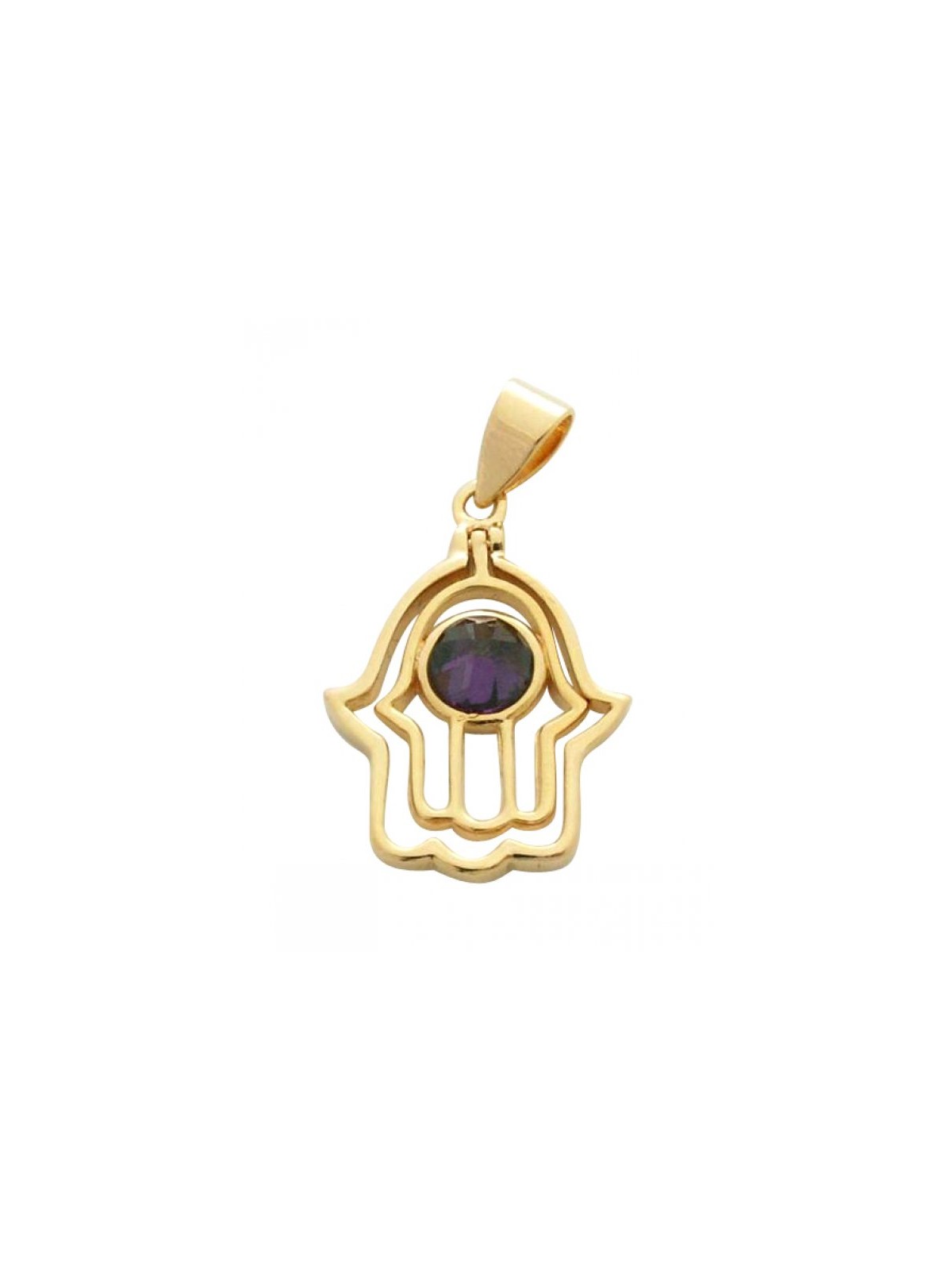 Pendentif en forme de main Hamsa rempli d'or avec Amerthy... | Collier Hamsa