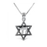 Star of David with Hebrew Chai 925 Ster... | Chai Necklaces & Pendants