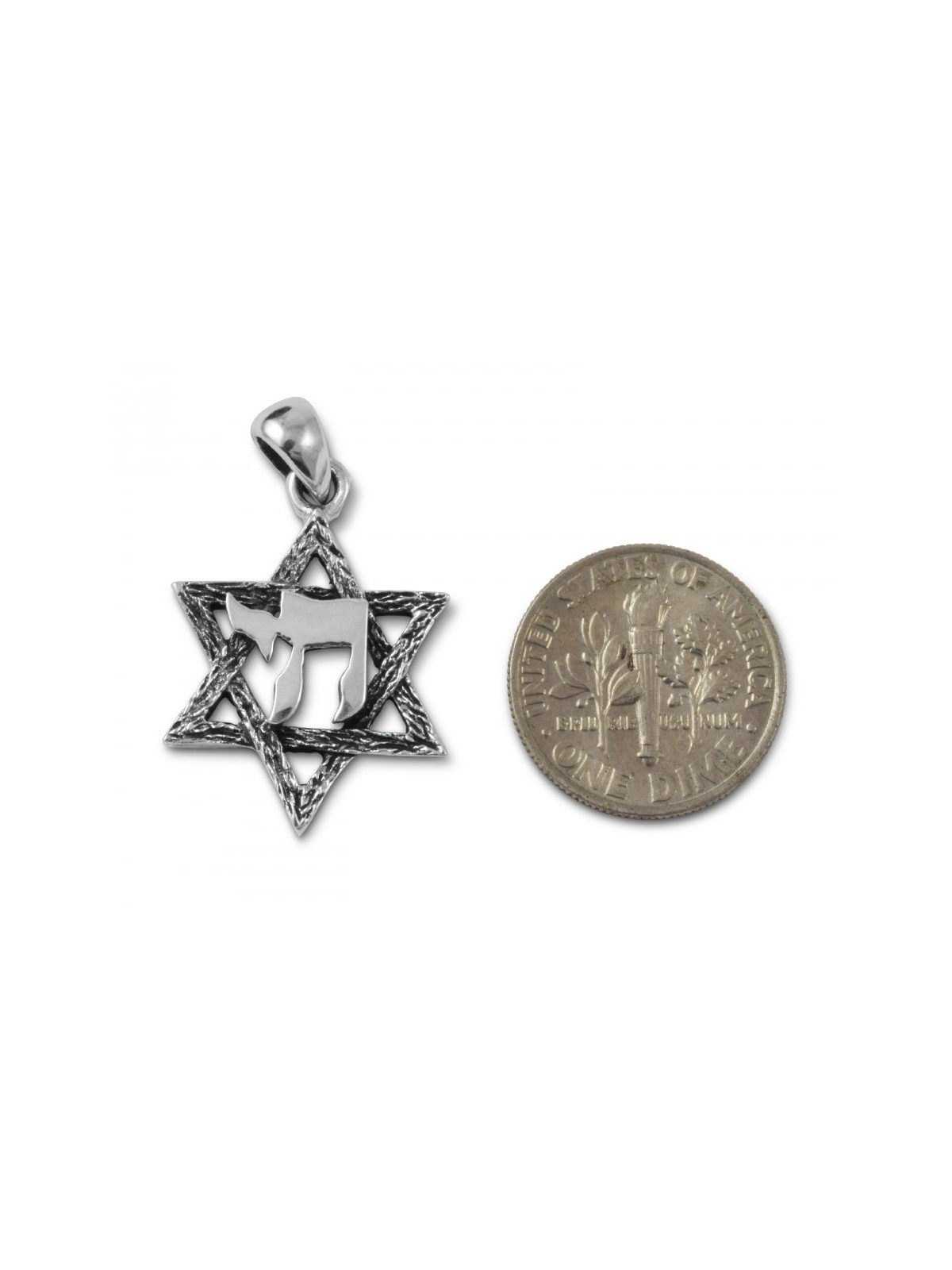 Star of David with Hebrew Chai 925 Ster... | Chai Necklaces & Pendants