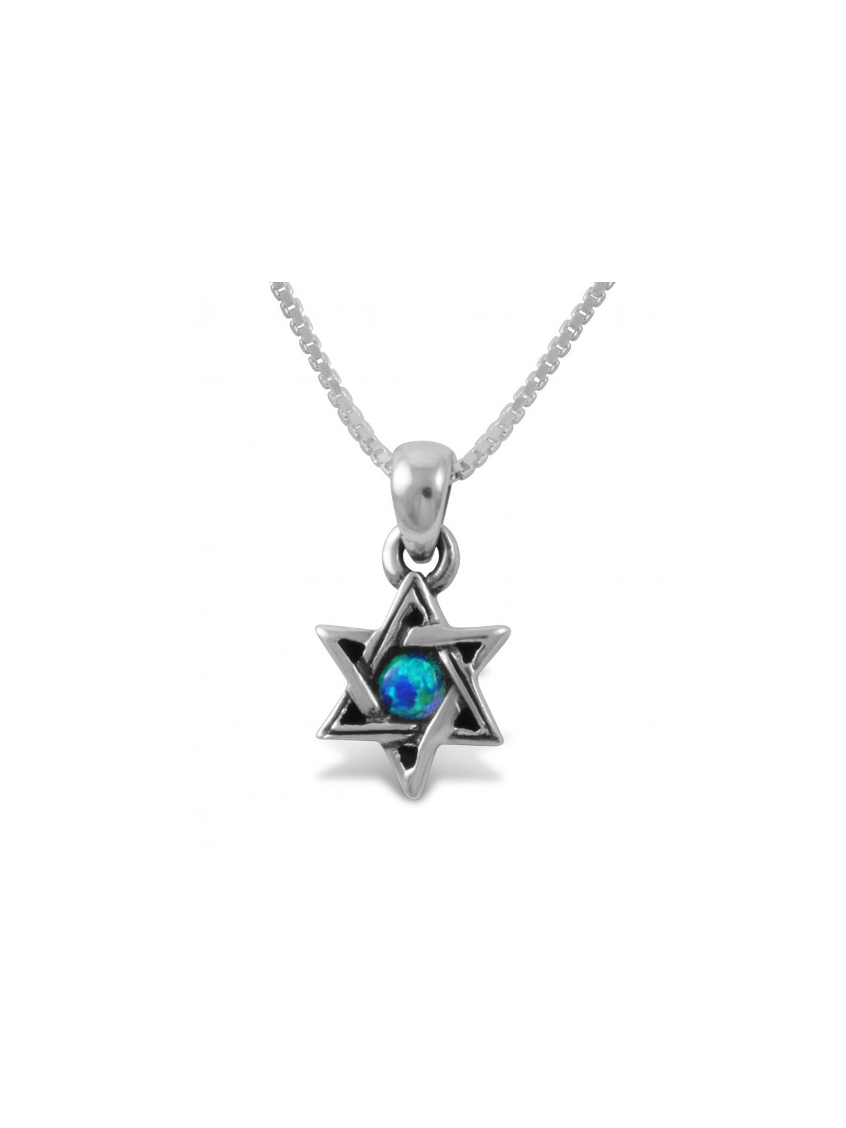 Star of David with Small Cultured Opal 925 Sterling Silv... | AJDesign