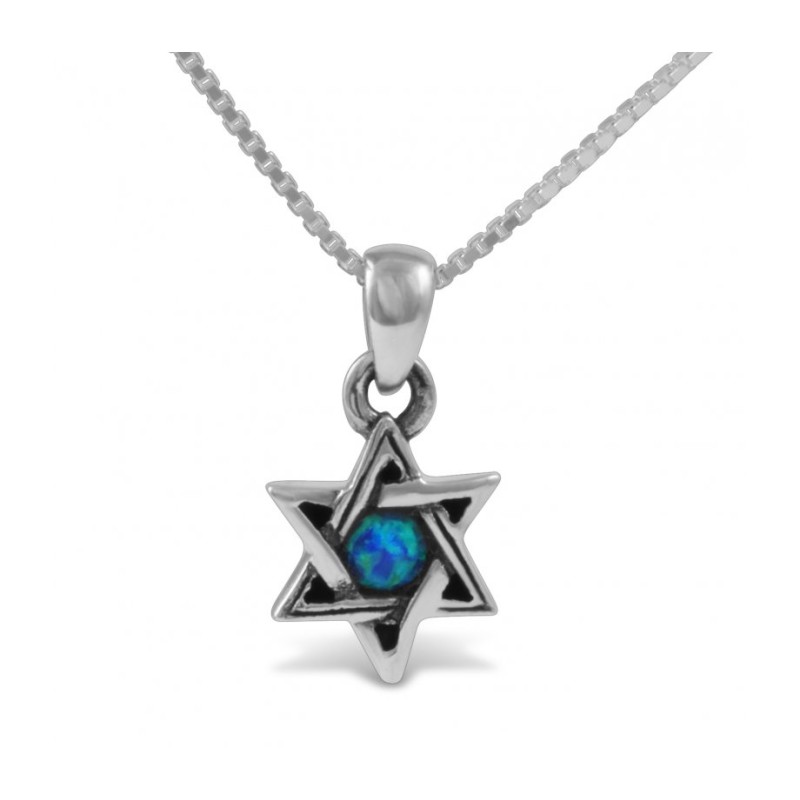 Star of David with Small Cultured Opal 925 Sterling Silv... | AJDesign