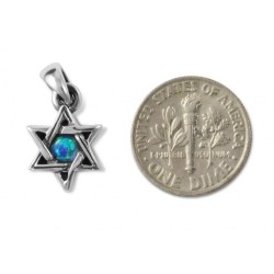 Star of David with Small Cultured Opal 925 Sterling Silv... | AJDesign