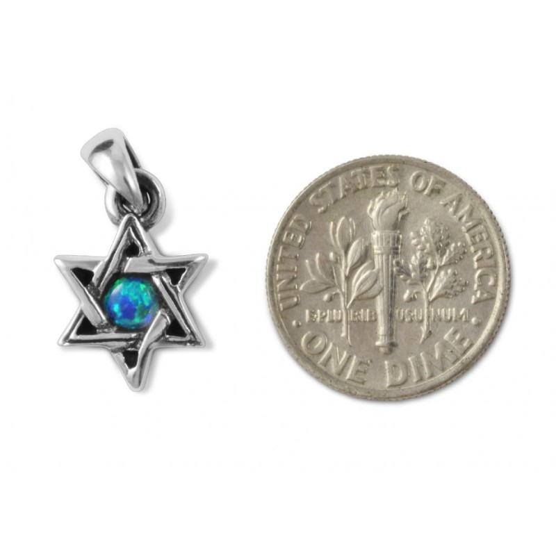 Star of David with Small Cultured Opal 925 Sterling Silv... | AJDesign