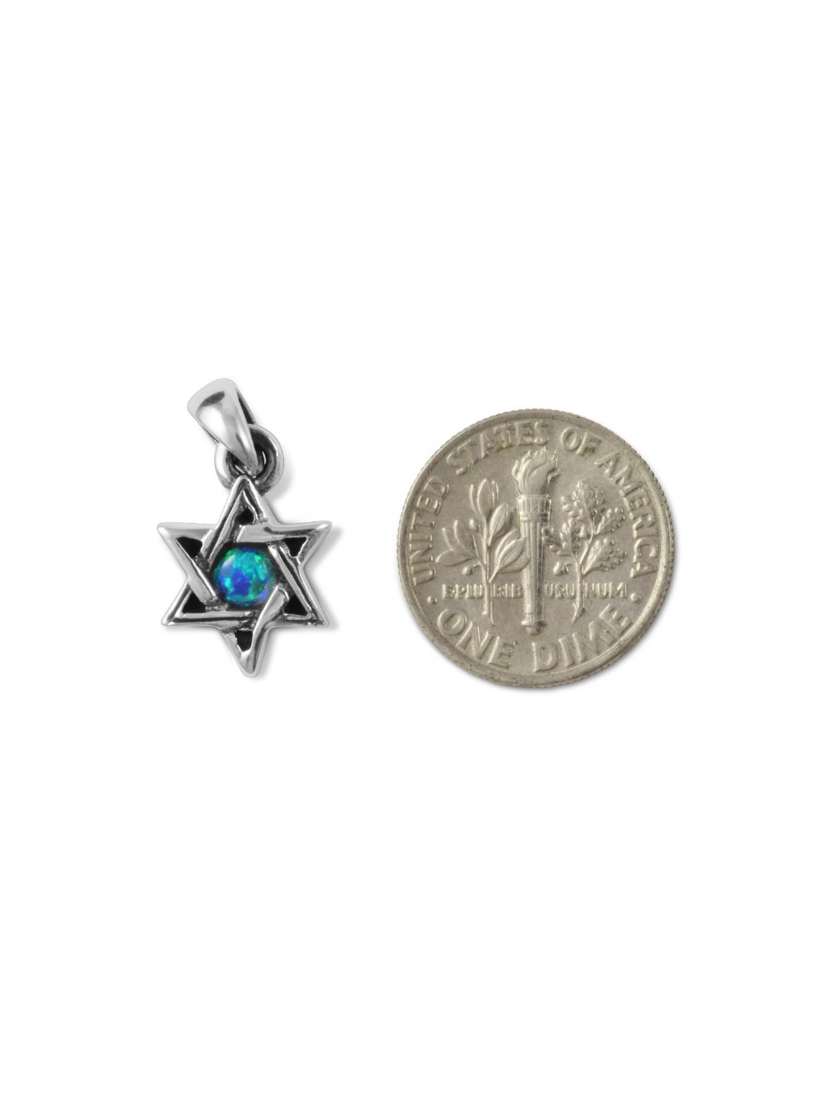 Star of David with Small Cultured Opal 925 Sterling Silv... | AJDesign