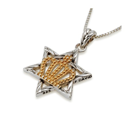 Collier pendentif en argent sterling avec plaqué or 14 carats... | Pendentif juif