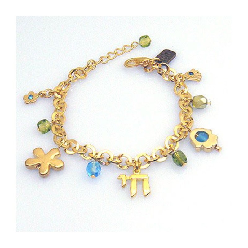 Flower Hamsa and Chai Bracelet by Edita | Bracelet by Edita Jewelry