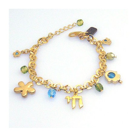 Flower Hamsa and Chai Bracelet by Edita | Bracelet by Edita Jewelry