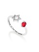 Bague ouverte en argent sterling Grenade rouge et étoile o... | Anneaux juifs