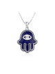 Sterling Silver Pendant Necklace Blue Enamel Hamsa... | Hamsa Necklace
