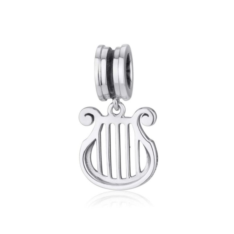 Charme de harpe en argent sterling | Charmes judaïques