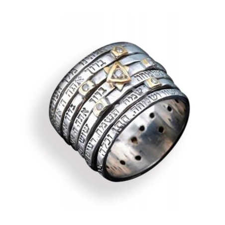 HaAri Spinner Seven Blessings Jewish Wedding Ring Si... | Jewish Rings
